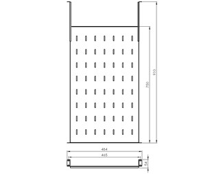 Justerbar 19''  hylla 1.0HE 750-910mm, grå