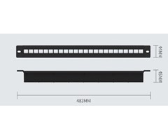 24 portar, 480x44x45mm,  inkl. 8x3st kabelstyrning