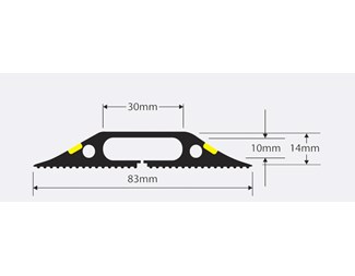 Golvlist 83mm 30x10mm med gulmarkering (1,8m Rulle)