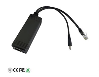 9VDC PoE Splitter w/ DC 3.5*1.35mm: 1x10/100T 802.3at PoE in