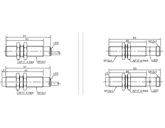 Non flush, 12mm cylinder, distans 4mm, NO, PNP, M12 ansl