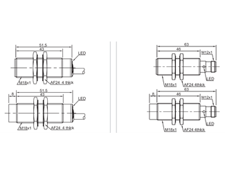 18mm cylinder, distans 5mm, NC, PNP, 2m kabel