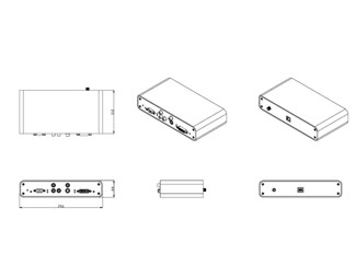 DVI, VGA, komponent, S-video, Komposit in, DVI-fiber ut (MM)