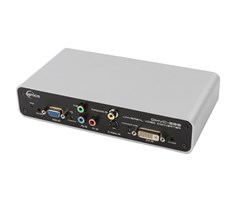 DVI, VGA, komponent, S-video, Komposit in, DVI-fiber ut (MM)
