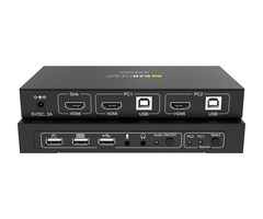 2x1 HDMI KVM växel med USB 2.0
