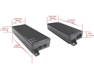 802.3af/at/bt, 10/100/1000Mbps, 230V AC in, 56V DC ut