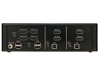 4xDisplayPort 1.2a in, 4xHDMI ut, 2xUSB B in, 2xUSB A 1.1 ut