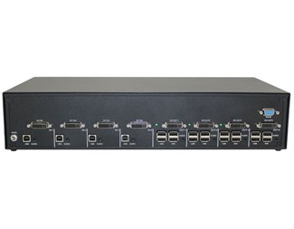 4-Port DVI-D Matrix KVM Switch, ljud, USB 2.0, 4 användare
