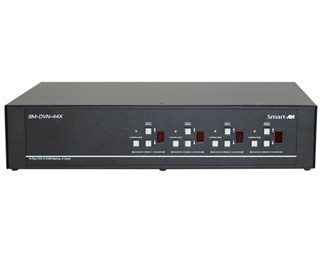 4-Port DVI-D Matrix KVM Switch, ljud, USB 2.0, 4 användare