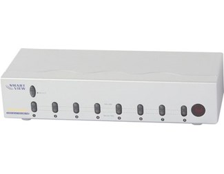 VGA-väljare 8 PC till 1 skärm, knappval och fjärrkontroll