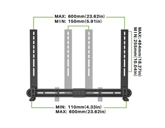 Lydplankebrakett max VESA 600x400 8kg