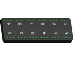 Horisontell layout med grön funktionsbelysning