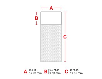 12,70 mm bred x 19,05 mm hög 1/150st