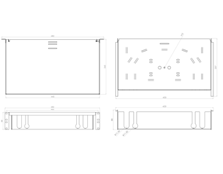 2HE Fiberbox utan panel, grå