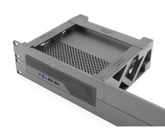 Svart 19" panel med fäste för MiniSforum MS01-MSA1 2U